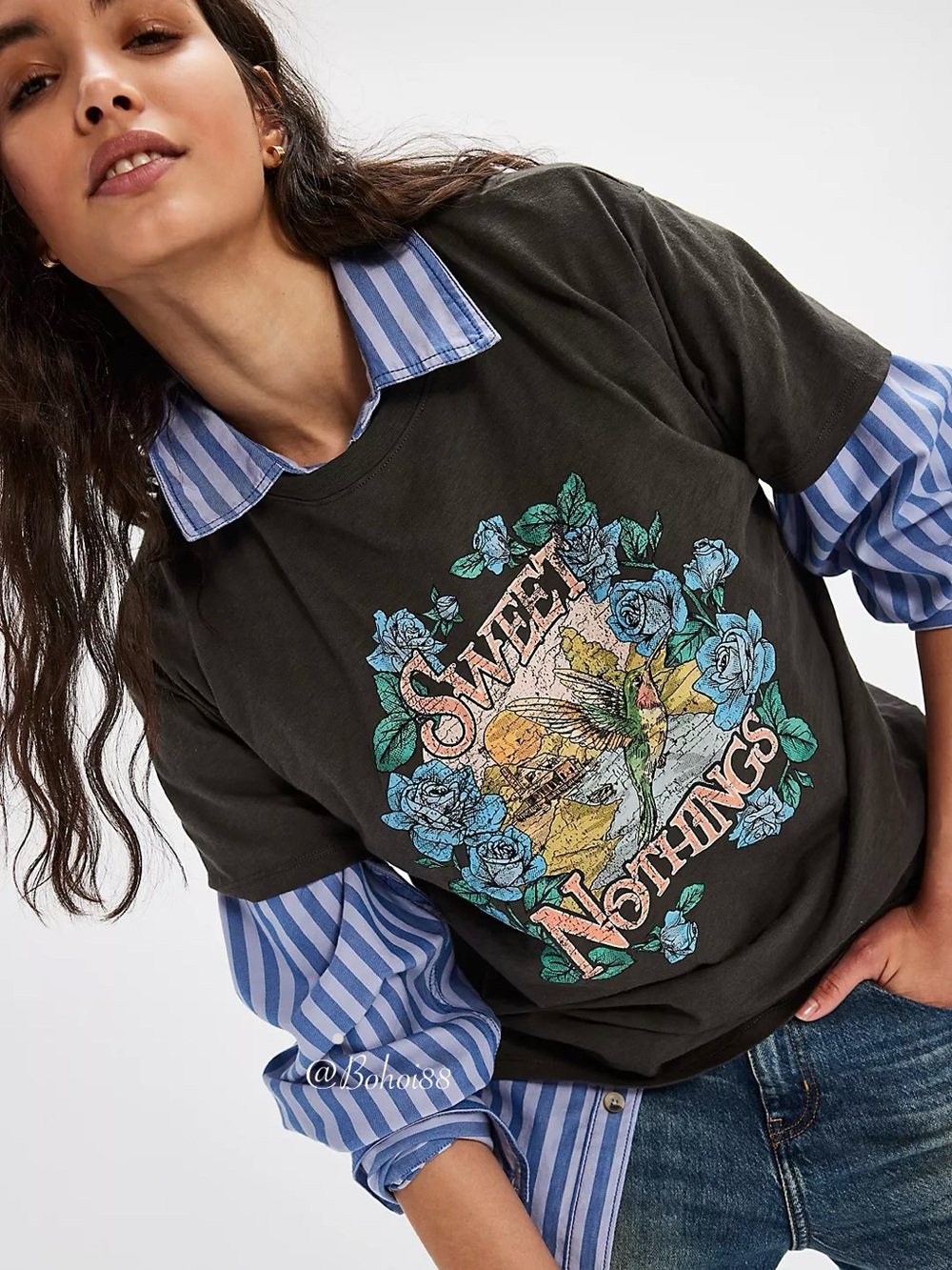 NWT Free People x Spell Sweet Nothing Graphic Biker Tee